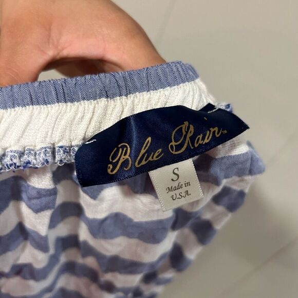 Blue Rain off shoulder stripped blouse sz s - Picture 3 of 6